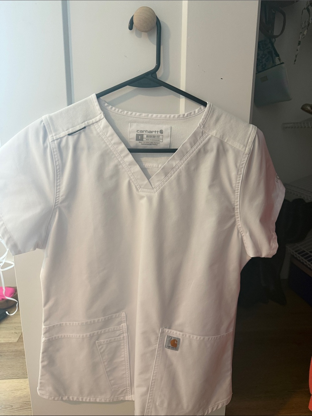 Carhartt White V-Neck Medical Scrub Top